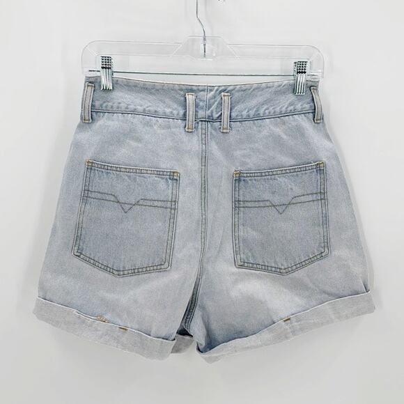Vintage 80s 90s Bergamo Cuffed Jean Shorts super high waisted light wash size 27 - Picture 2 of 7